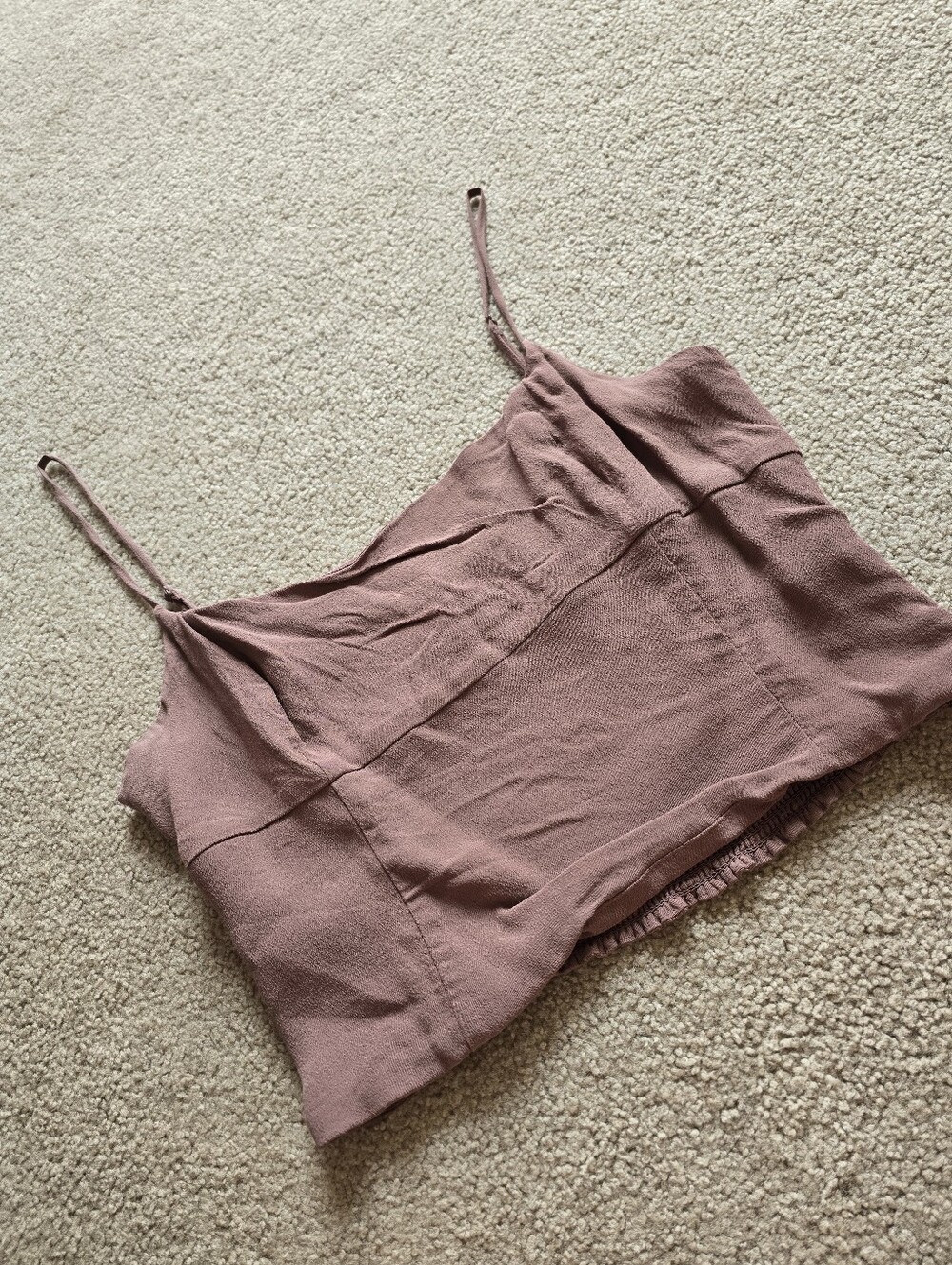 Wilfred Aritzia Smocked Back Dusty Rose Cropped Camisole Tank Womens Size Large